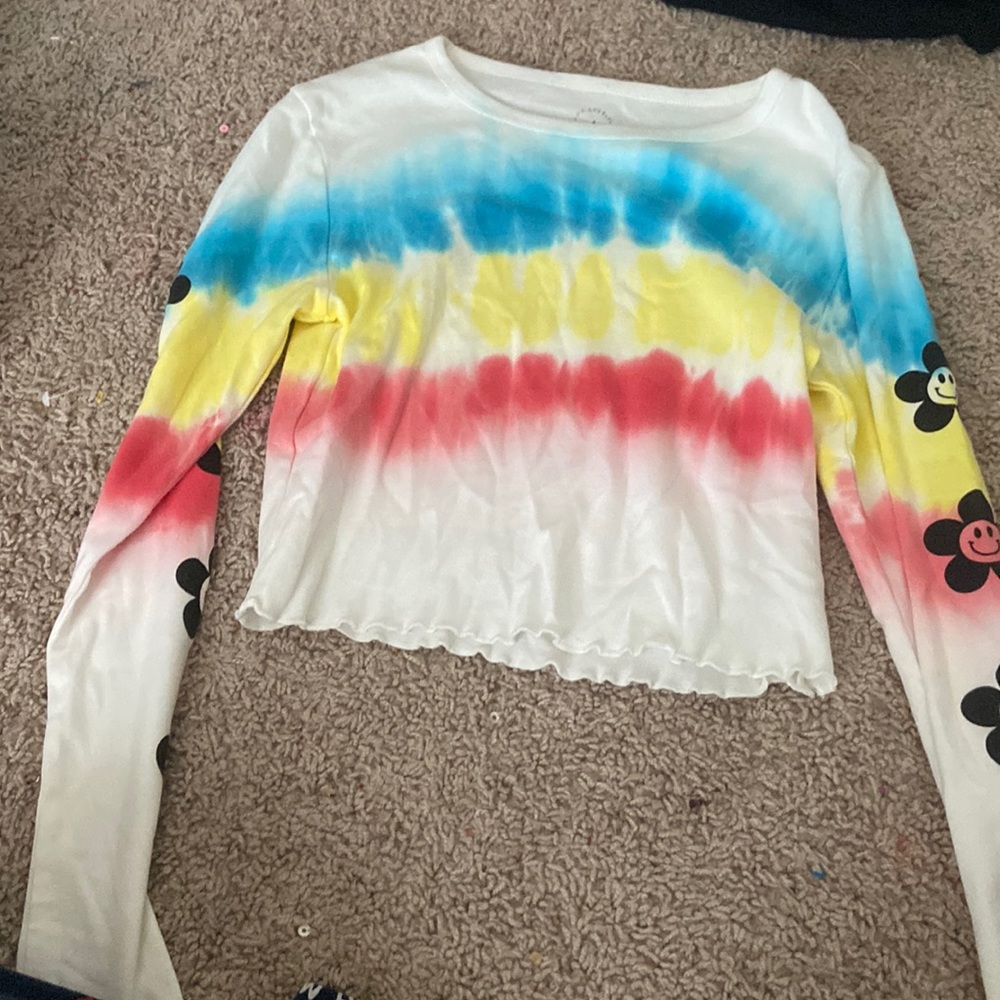 Tie dye smiley flowers long sleeve